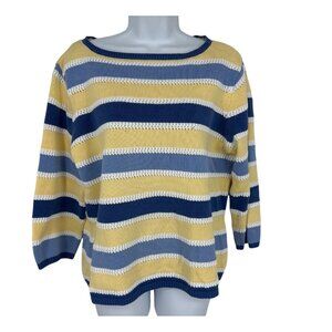 Talbots Women's Striped 3/4 Sleeves Boatneck Sweater Size XL